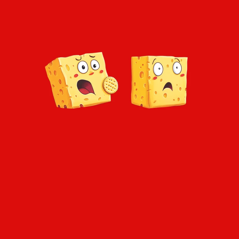 Animated Cheese Characters with Surprised Expressions Male Tank Top
