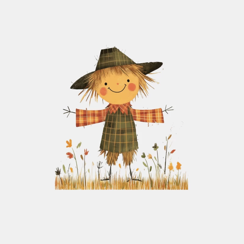 Cute Cartoon Scarecrow in Autumn Field Male Tank Top