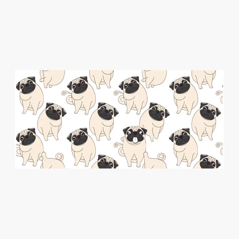 Cute Cartoon Pug Pattern Illustration Coffee Mug