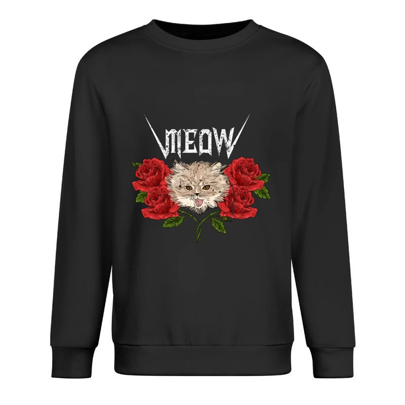 Chat Heavy Metal avec Roses Homme Sweat-shirt à enfiler