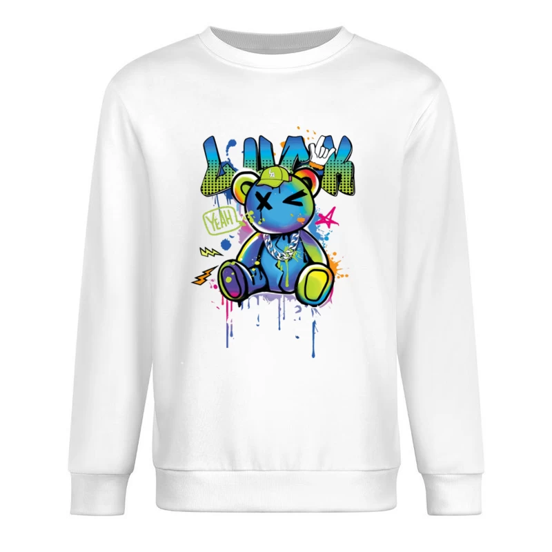 Bunter Graffiti-Bär mit Kappe Herren Pullover Sweatshirt