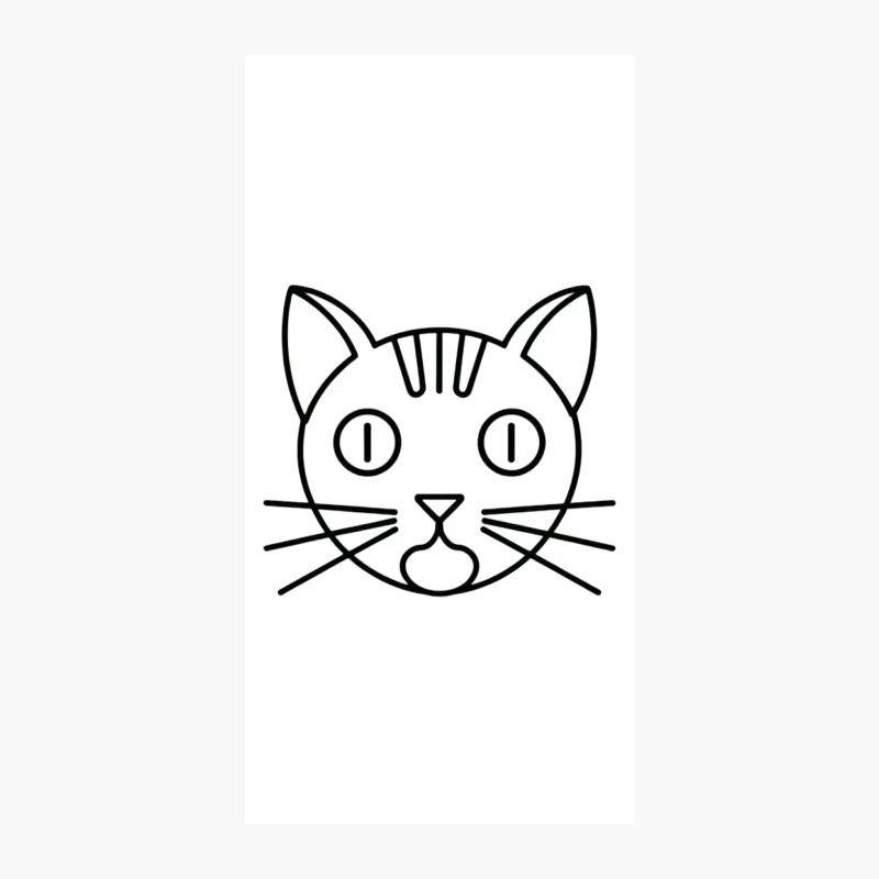 Minimalist Line Drawing of Cartoon Cat Face iPhone Case