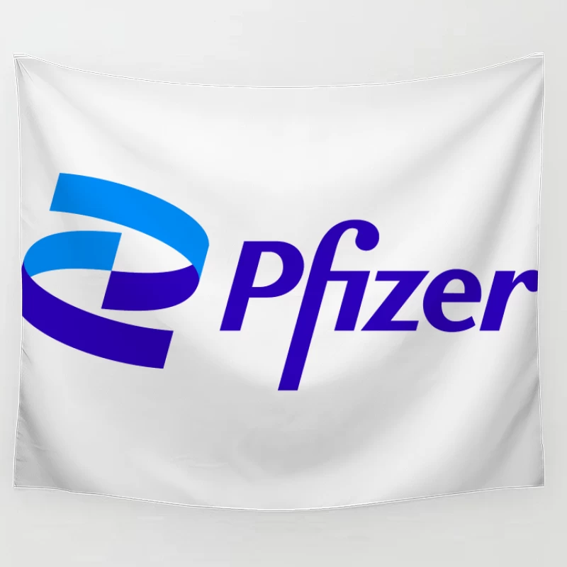 Pfizer Pharmaceutical Company Logo in Blue and Purple Tapestry