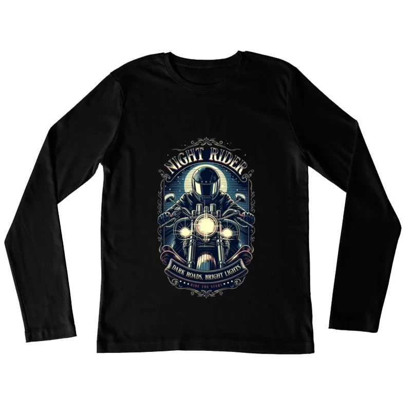 Vintage Night Rider Motorcycle Badge Design Female Long Sleeve T-Shirt