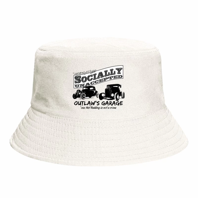 Socially Unaccepted Hot Rod Garage Vintage Design Bucket Hat