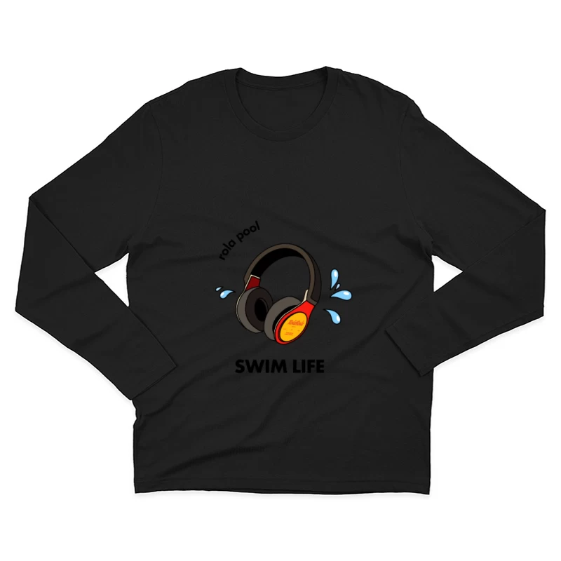 Retro Kopfhörer mit Spritzern Herren Langarm T-Shirt
