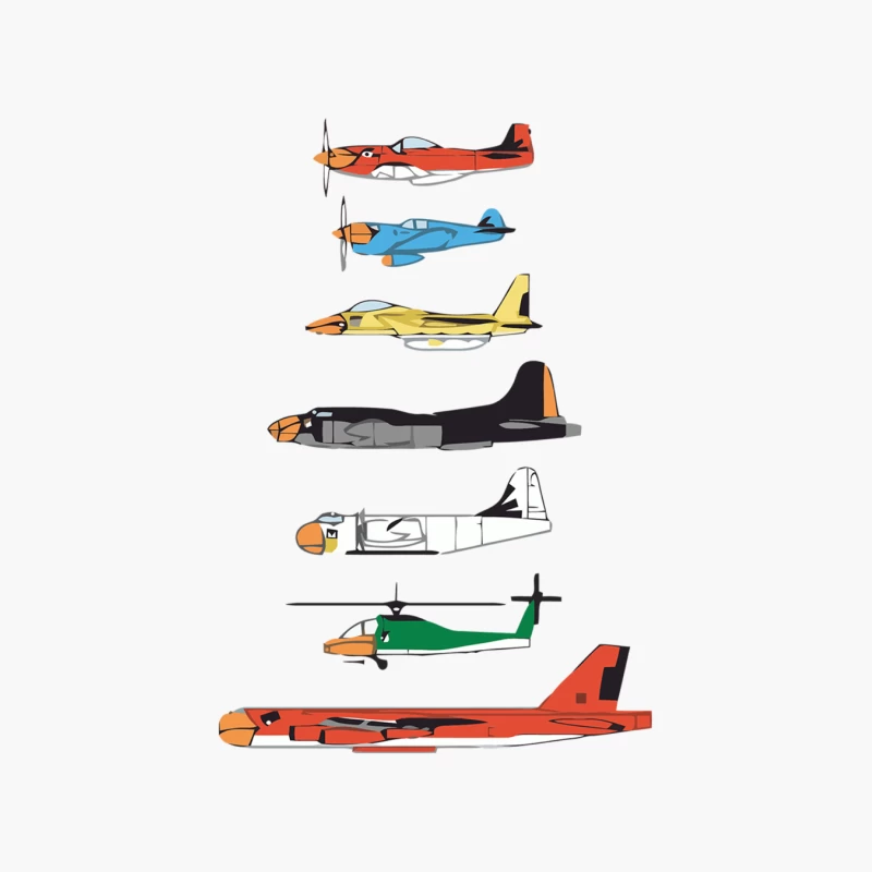Illustrated Collection of Various Aircraft Types Cotton Tote Bag