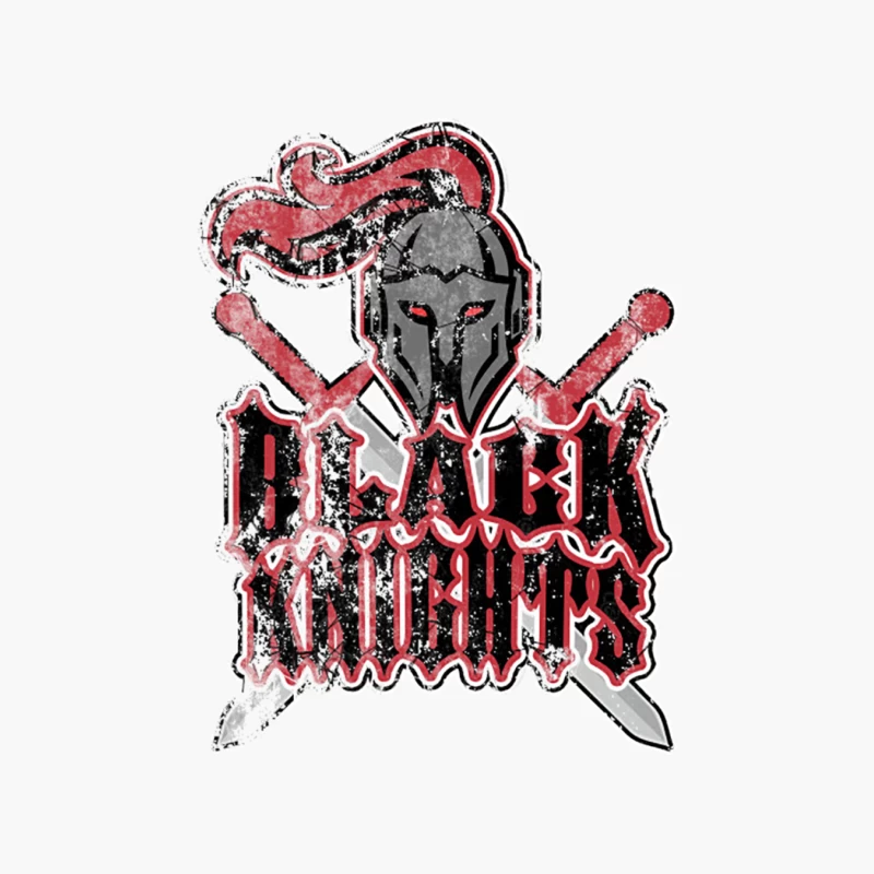 Distressed Black Knights Warrior Logo with Crossed Swords Cotton Tote Bag