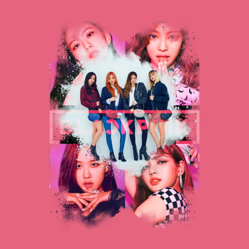 Vibrant K-pop Girl Group Fashion and Performance Showcase Throw Pillow