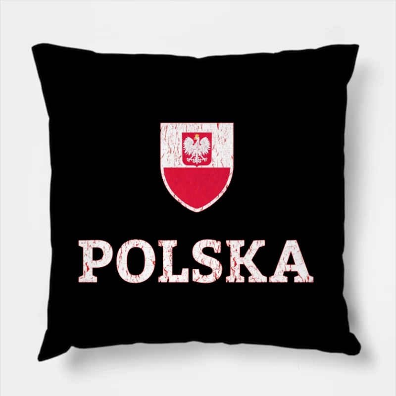 Polish National Shield with Eagle Emblem and Text Throw Pillow