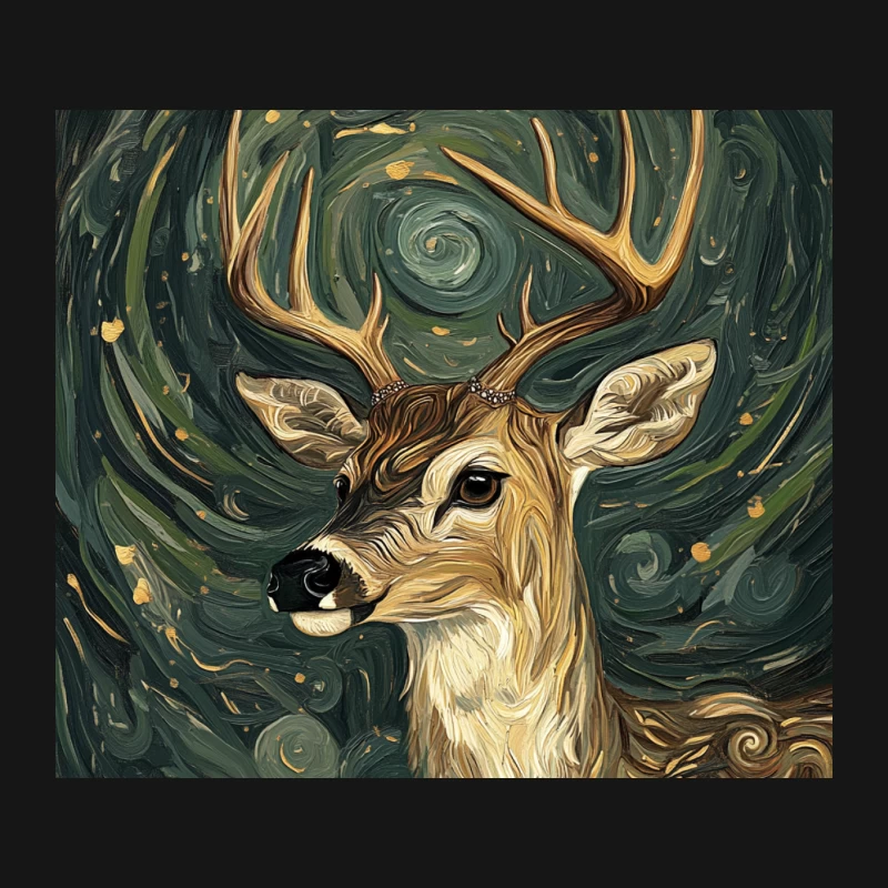 Enchanted Deer: A Starry Forest Portrait Mouse Pad