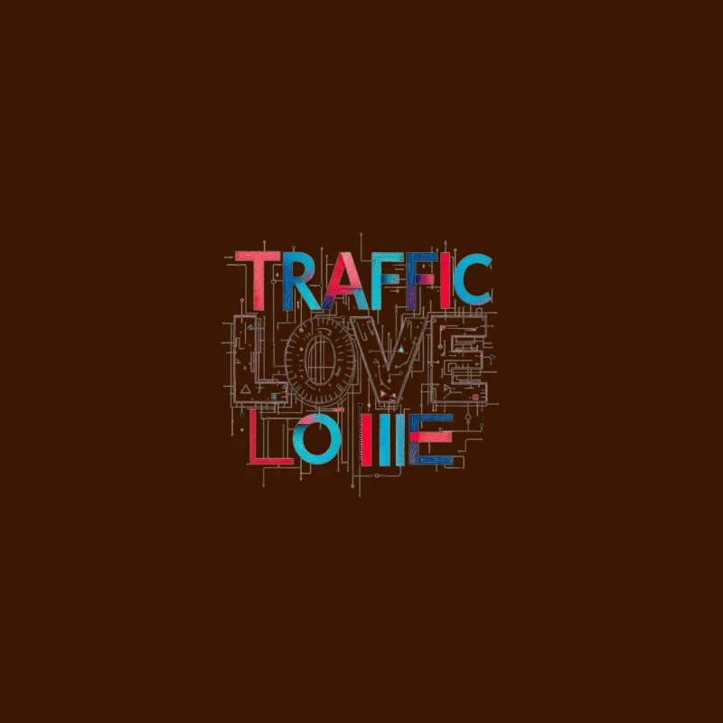 Traffic Love Typography with Technical Design Elements Desk Mat