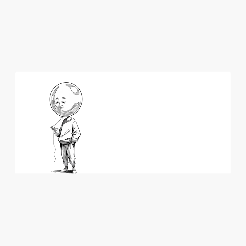 Surreal Balloon-Headed Character Sketch Coffee Mug