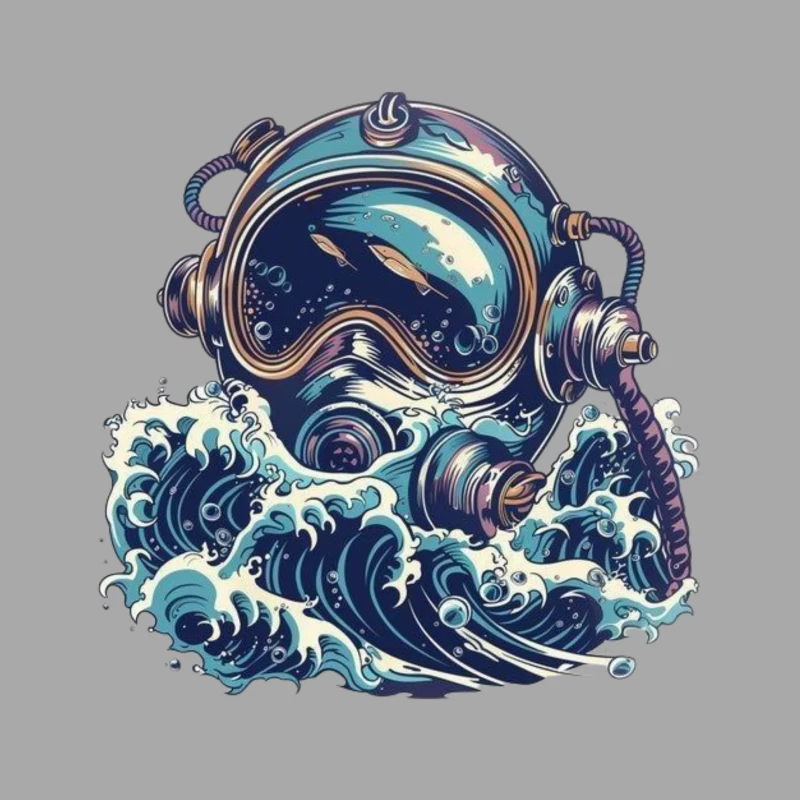 Vintage Deep Sea Diver Illustration Male Pullover Hoodie
