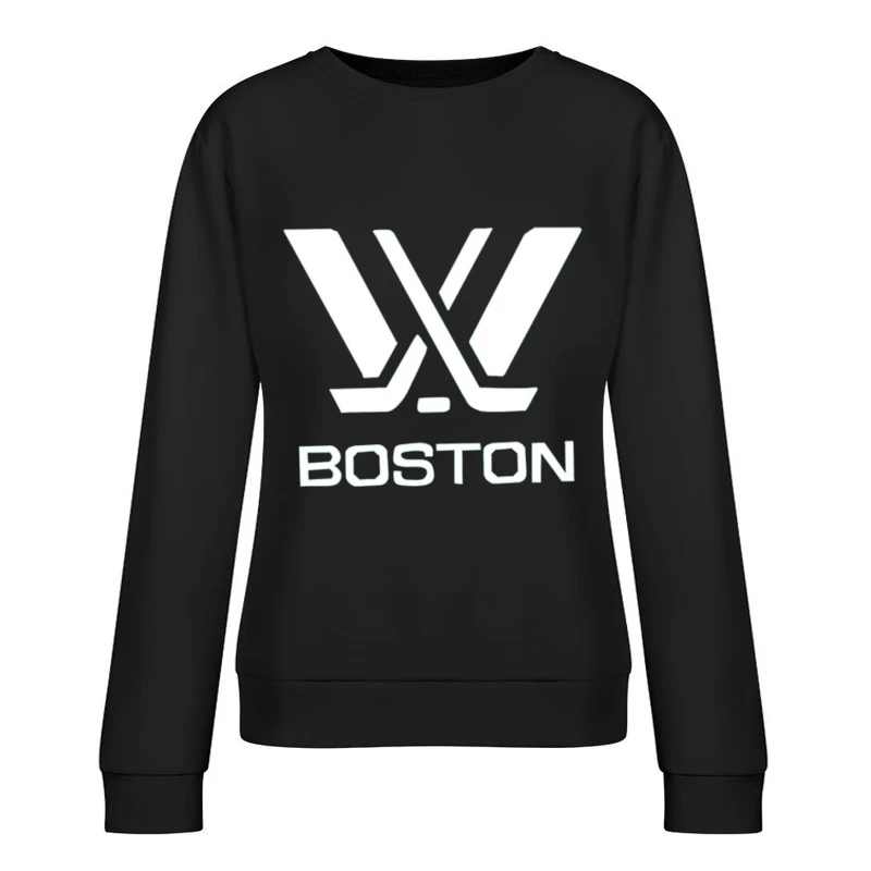 Boston Hockey Team Logo Line Drawing Female Pullover Sweatshirt