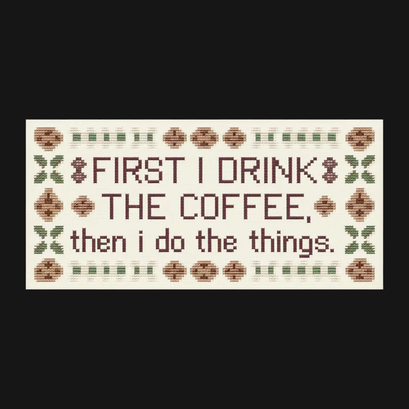 Humorous Cross-Stitch Coffee Quote Embroidery Mouse Pad