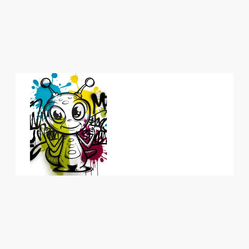 Vibrant Alien Graffiti: Urban Street Art with Cartoon Character Coffee Mug