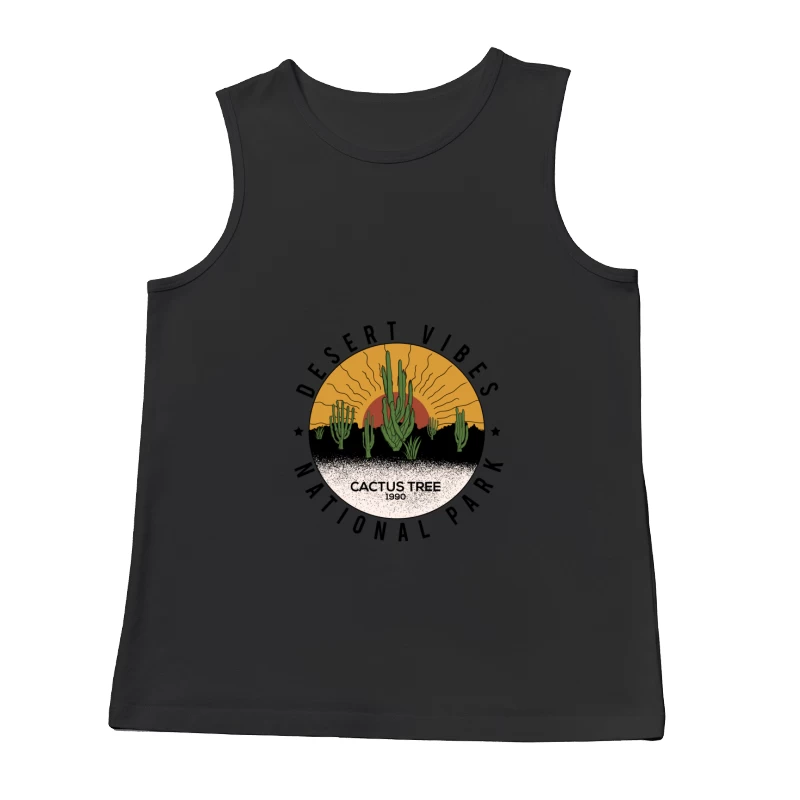Sonnenuntergang in der Wüste mit Kakteen Herren Tanktops
