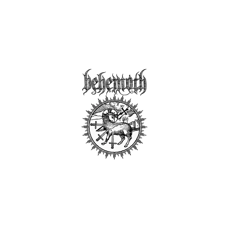 Occult Black Metal Logo with Medieval Lamb and Swords Desk Mat