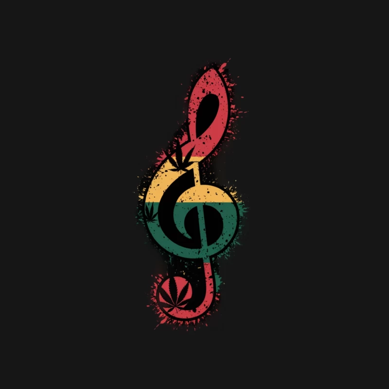 Reggae-Inspired Musical Treble Clef with Cannabis Motif Mouse Pad