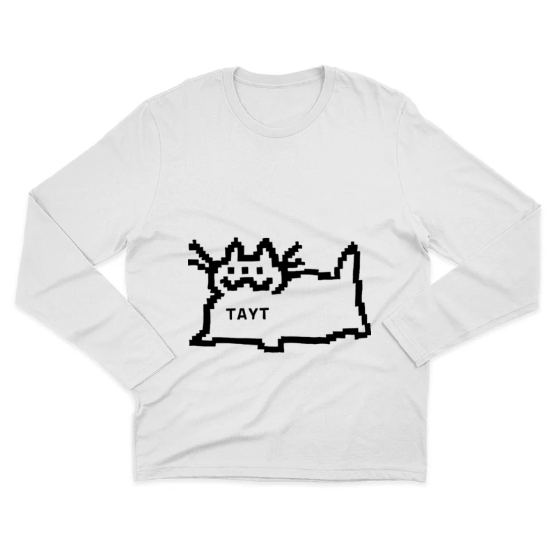 Pikselkunst Katze mit Name Herren Langarm T-Shirt