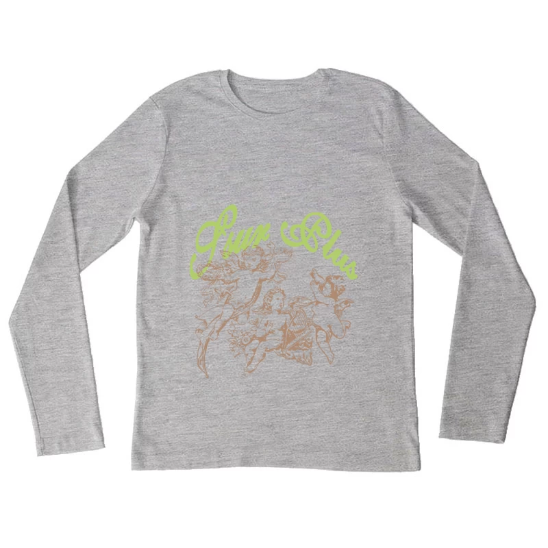 Engel Design mit Schriftzug Damen Langarm T-Shirt