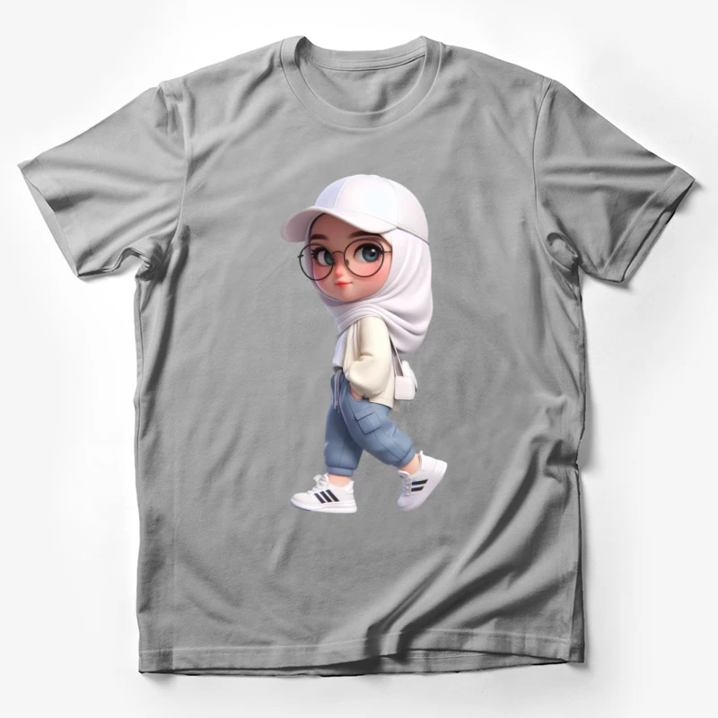 Stilvolles Mädchen mit Brille und Hijab Herren T-Shirt
