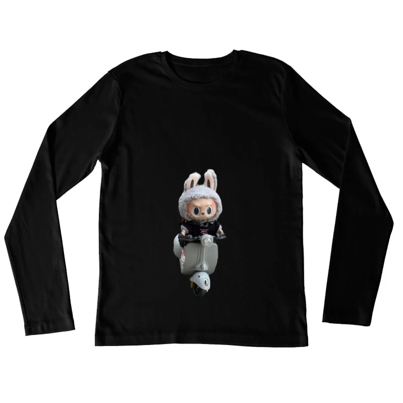 Puppe mit Hasenmütze auf Roller Damen Langarm T-Shirt