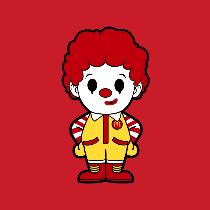 Cartoon Clown Mascot in Yellow Outfit with Red Hair Female Pullover Hoodie