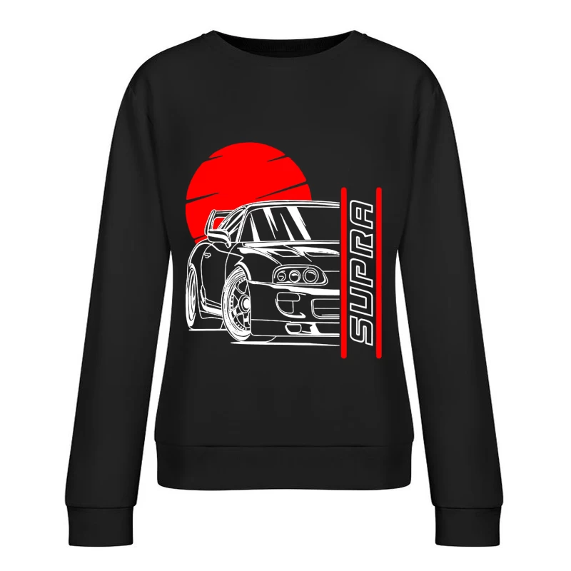 Rotes Auto-Design mit Supra-Schriftzug Damen Pullover Sweatshirt