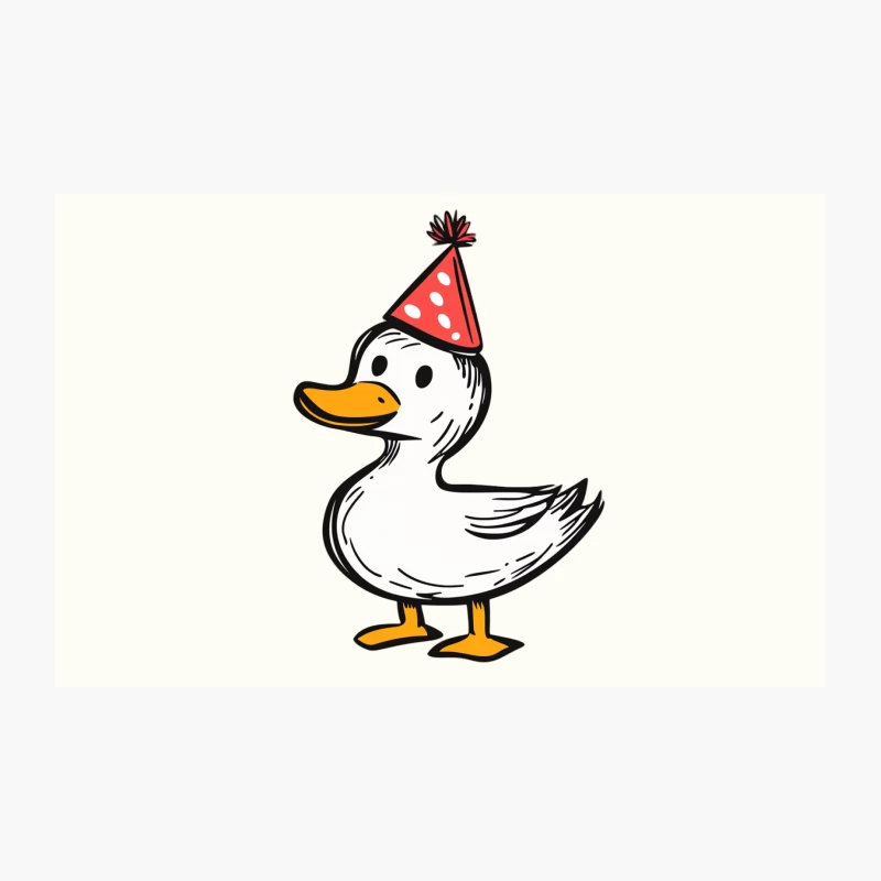 Cute Cartoon Duck Wearing Red Party Hat Travel Mug