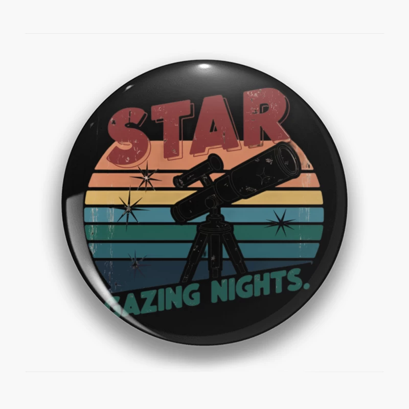 Retro Star Gazing Nights with Telescope Pin