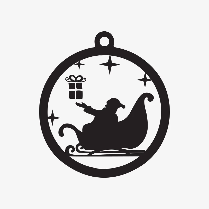 Weihnachtsornament mit Santa und Geschenk Herren Langarm T-Shirt