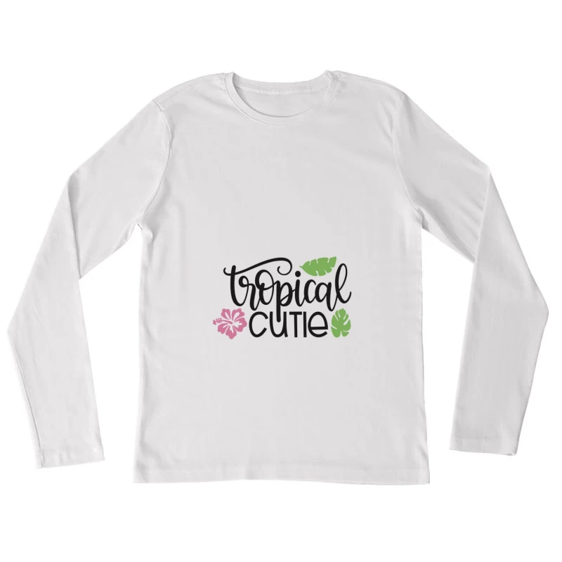 Design Tropical avec Fleurs et Feuilles Femme Manches Longues T-Shirt