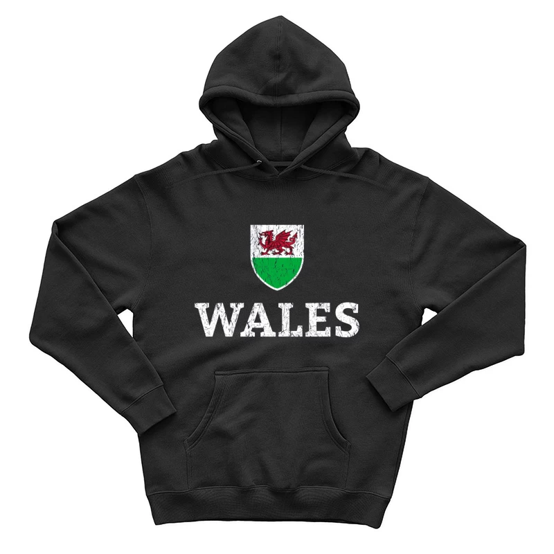 Welsh Dragon Shield with Distressed Text Design Male Pullover Hoodie