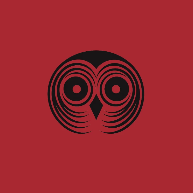 Minimalist Owl Logo: Circular Black and White Geometric Abstract Bird Design Baseball Cap