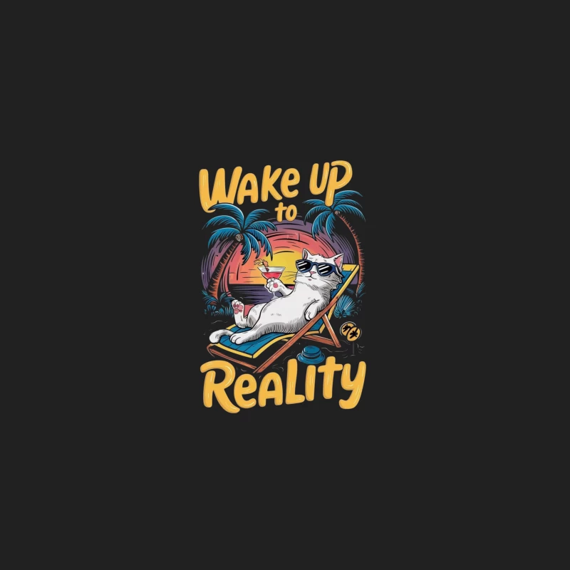 Chill Cat on Vacation: Wake Up to Reality Bucket Hat
