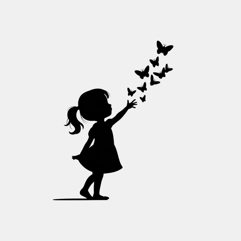 Silhouette of Girl Reaching for Butterflies: A Symbol of Childhood Dreams and Freedom Male Tank Top