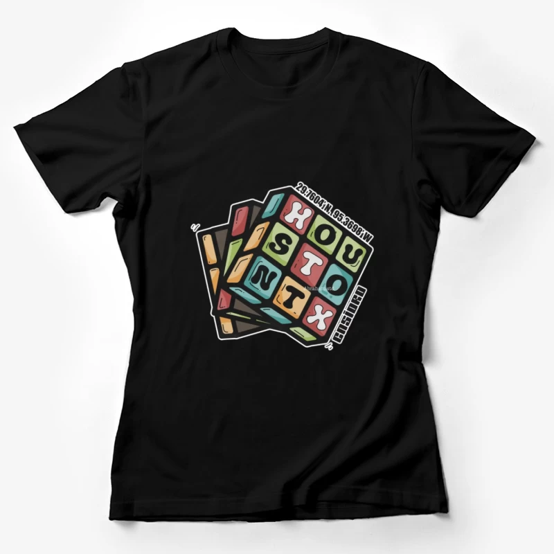 Bunter Würfel Houston Design Damen T-Shirt