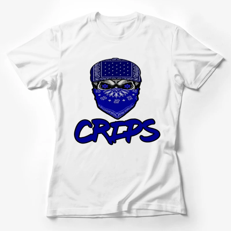 Blue Bandana Skull with Crips Gang Symbol Female T-Shirt