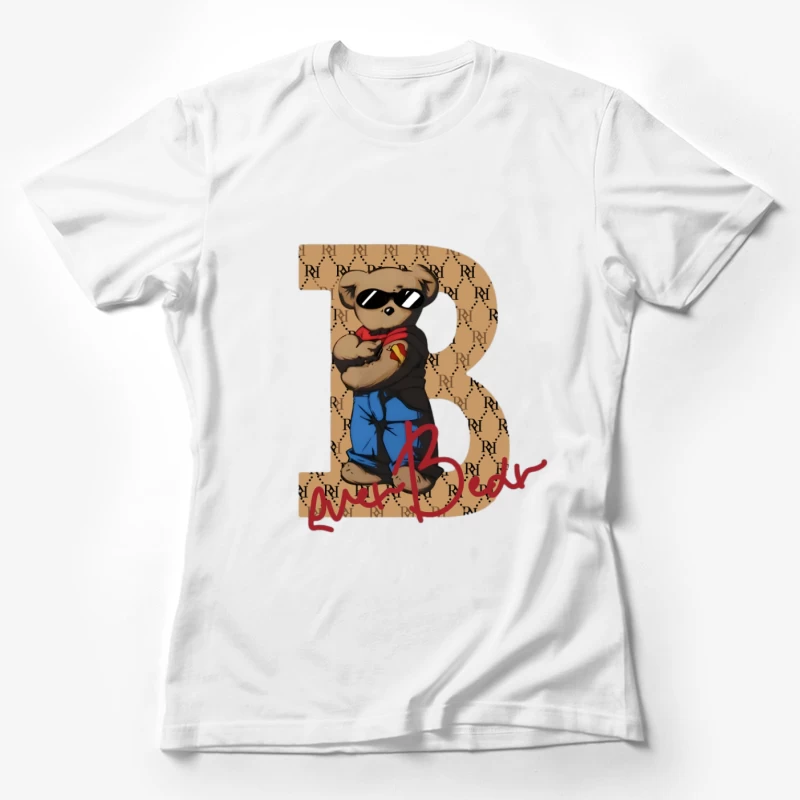 Cooler Bär Illustration mit Buchstabe B Hintergrund Damen T-Shirt
