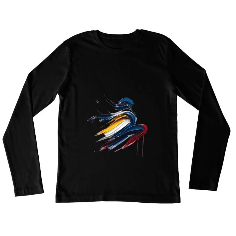 Abstract Colorful Silhouette in Motion Female Long Sleeve T-Shirt