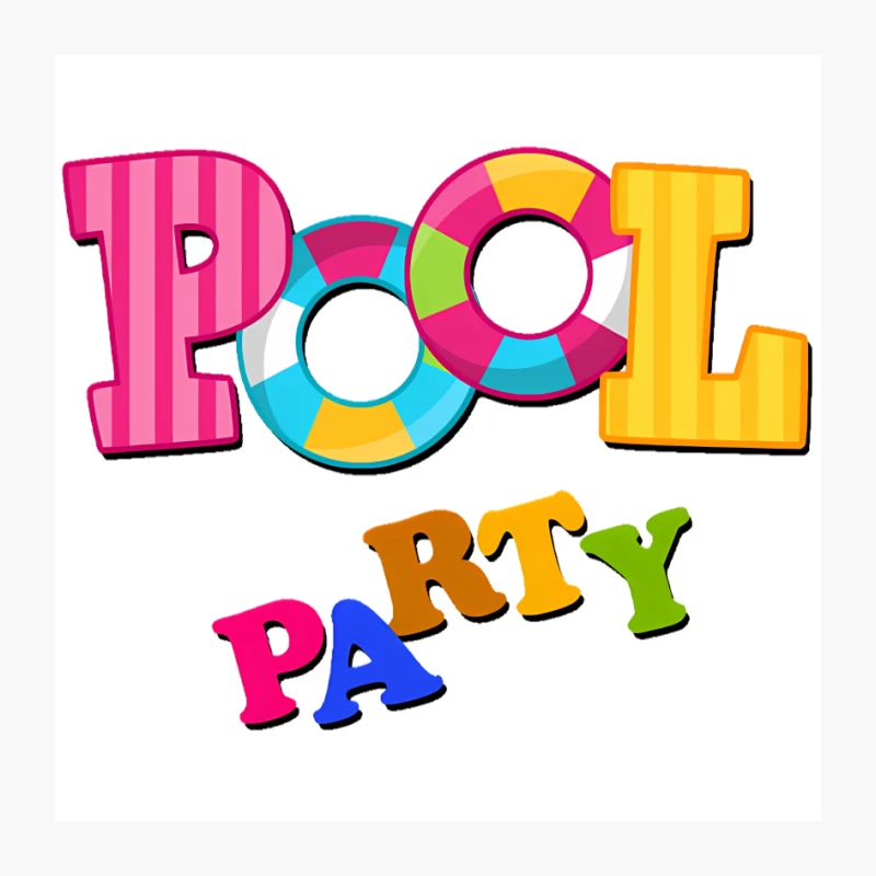 Colorful Pool Party Text for Summer Fun Pin