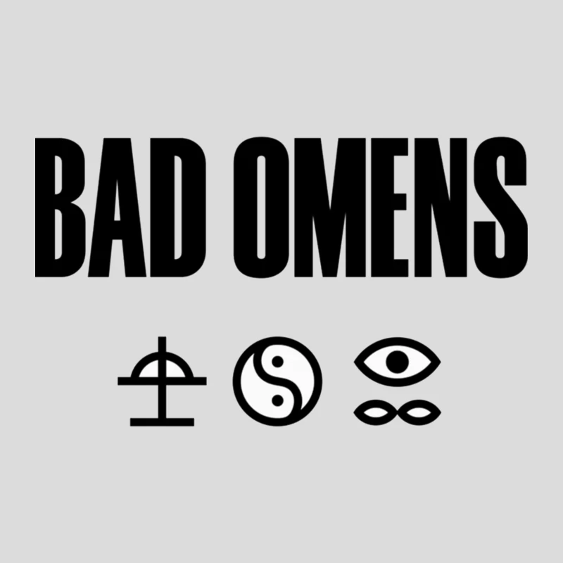 Bad Omens Band Logo with Mystical Symbols in Black and White Baseball Cap