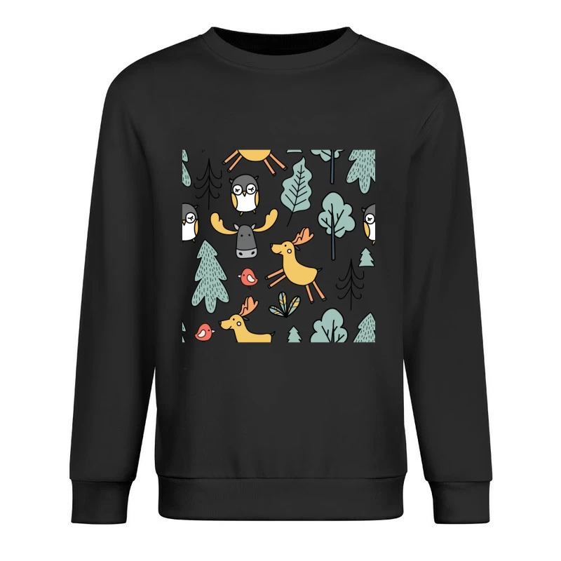 Animaux de la Forêt avec Hiboux et Rennes Homme Sweat-shirt à enfiler