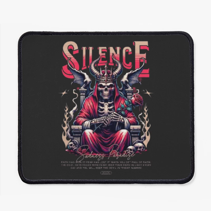 Gothic Skull King on Throne with Red Roses Mouse Pad