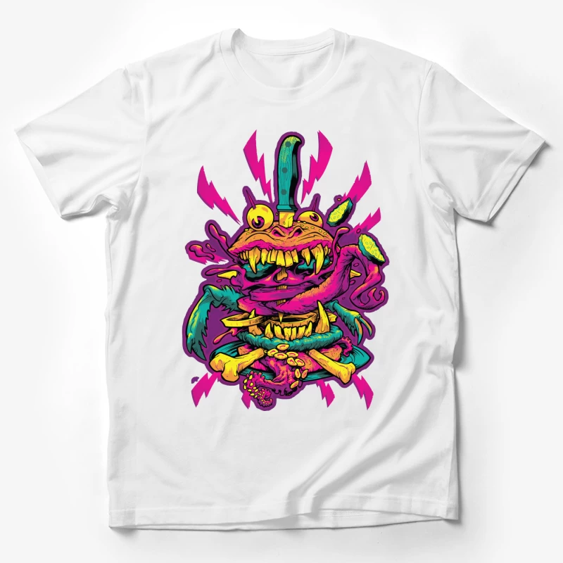 Colorful Grotesque Monster with Knife Male T-Shirt