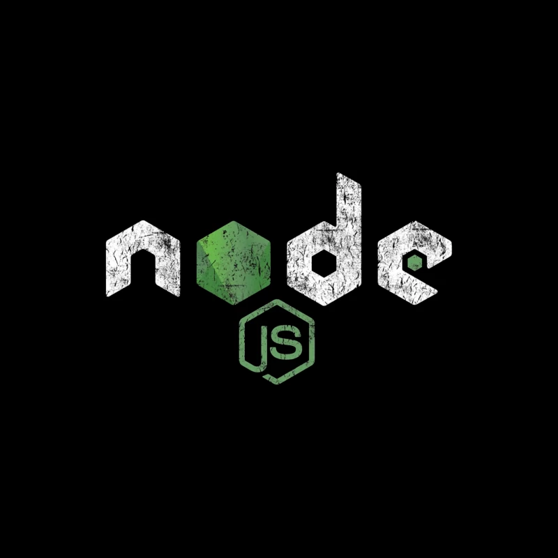 Node.js Programming Technology Logo with Distressed Effect Tapestry