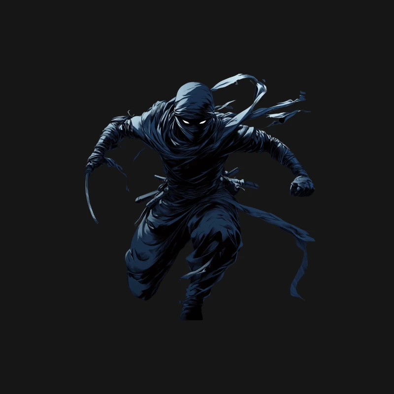 Stealthy Ninja Warrior in Dark Action Fantasy Male Long Sleeve T-Shirt