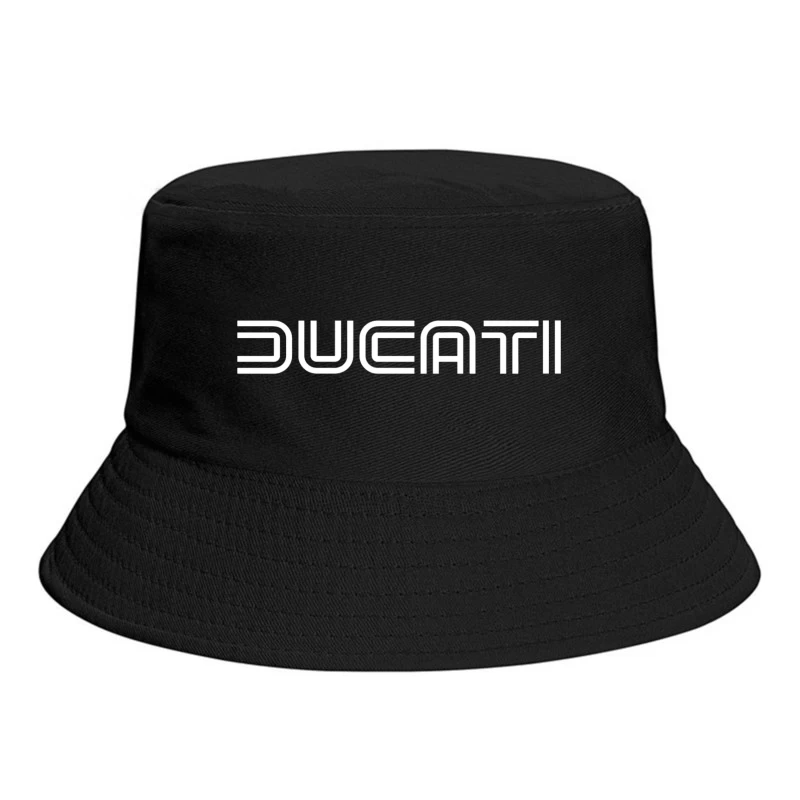 Minimalist Ducati Logo Design in White Bucket Hat